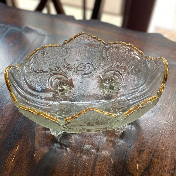 Lombardi Fruit Bowl Scroll Floral Pattern Glassware by Jeanette - Picture 9 of 13